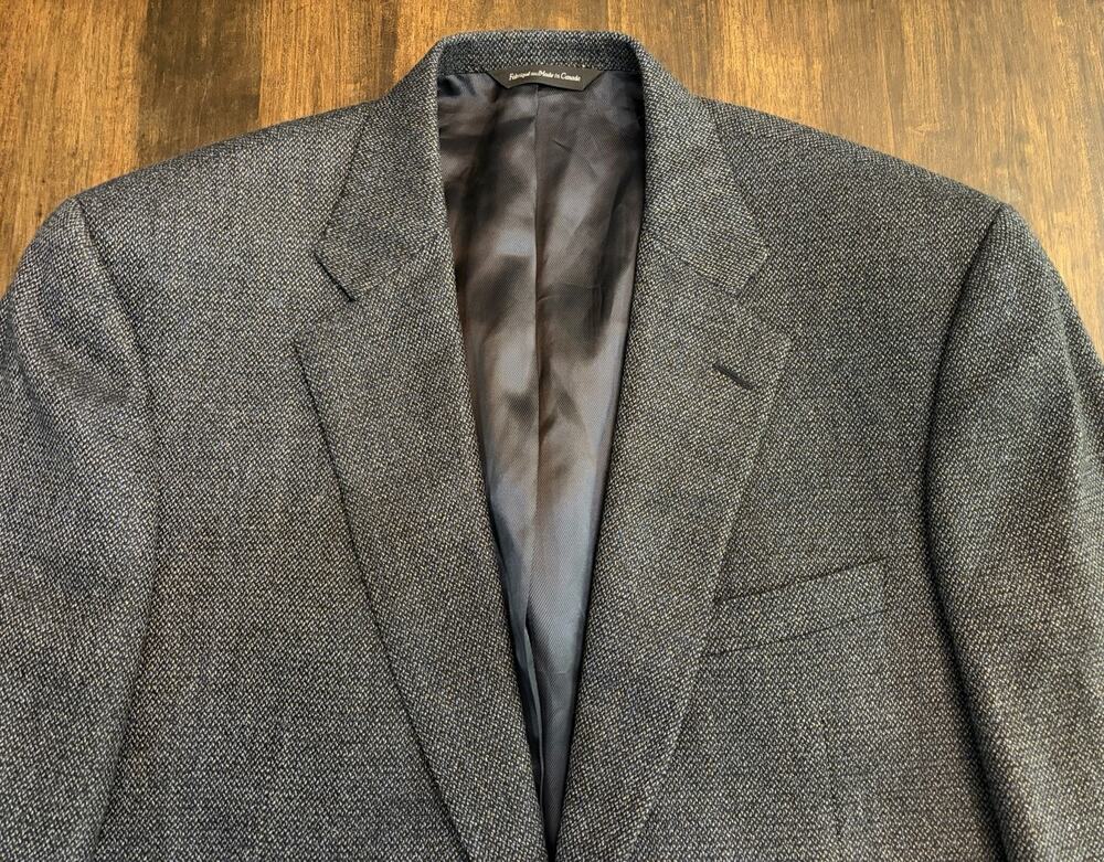 S-11 Samuelsohn Navy Blue Fleck Wool Cashmere Blazer Suit Jacket 44L
